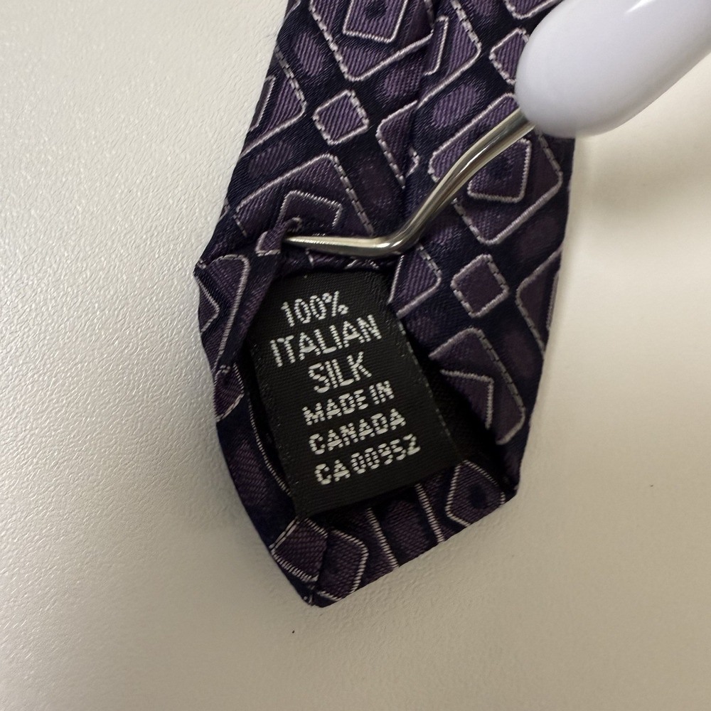 Lot Of 2 Bachrach Silk Necktie Purple Blue 60"x3.5" Geometric Classic Simple - Picture 5 of 14